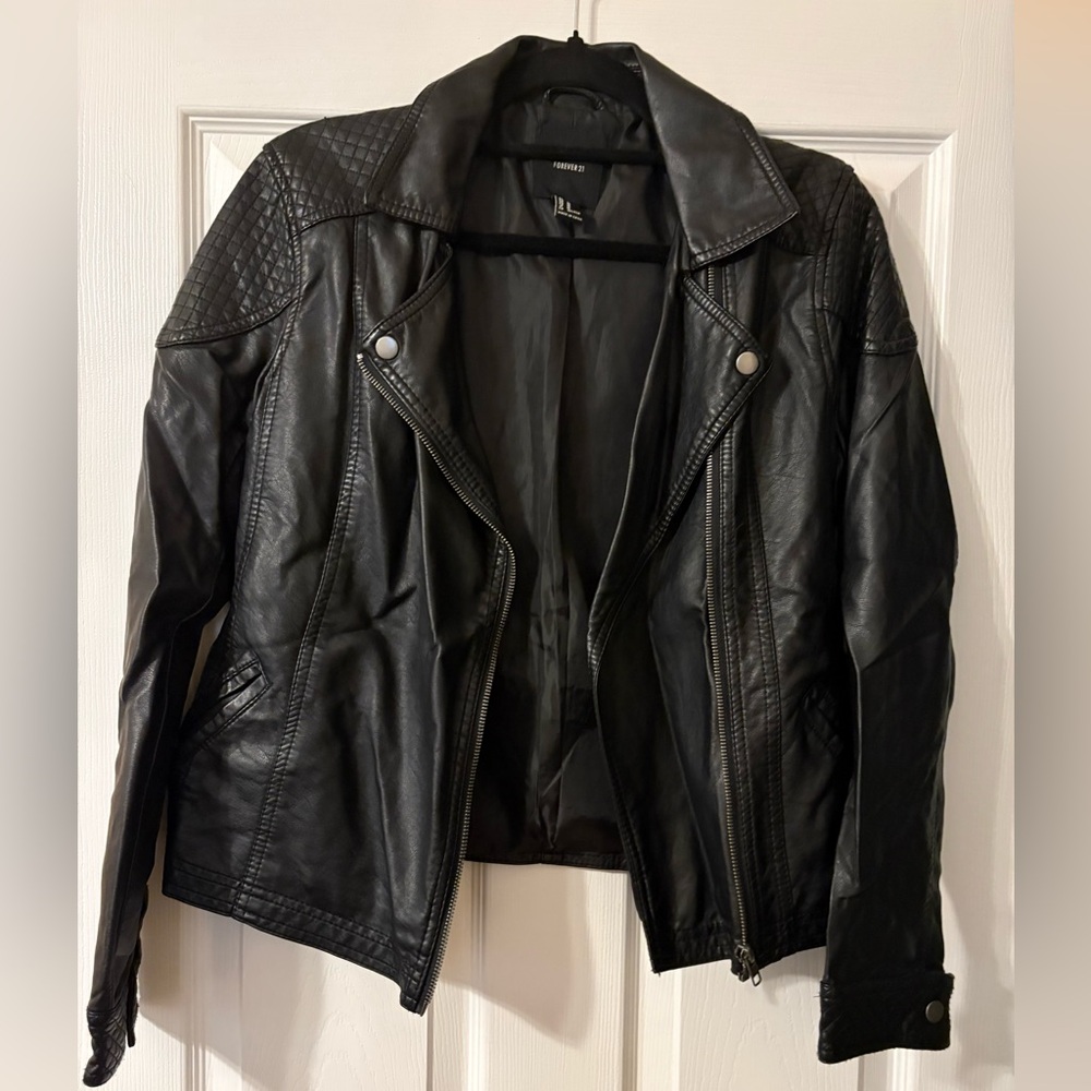 Forever 21 Black Leather Motorcycle Jacket